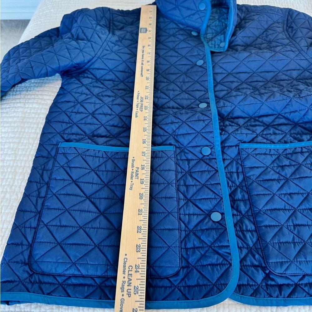 Lands End Womens Navy Blue Quilted Barn Jacket Snap Front L 14-16 Petite - Picture 7 of 7
